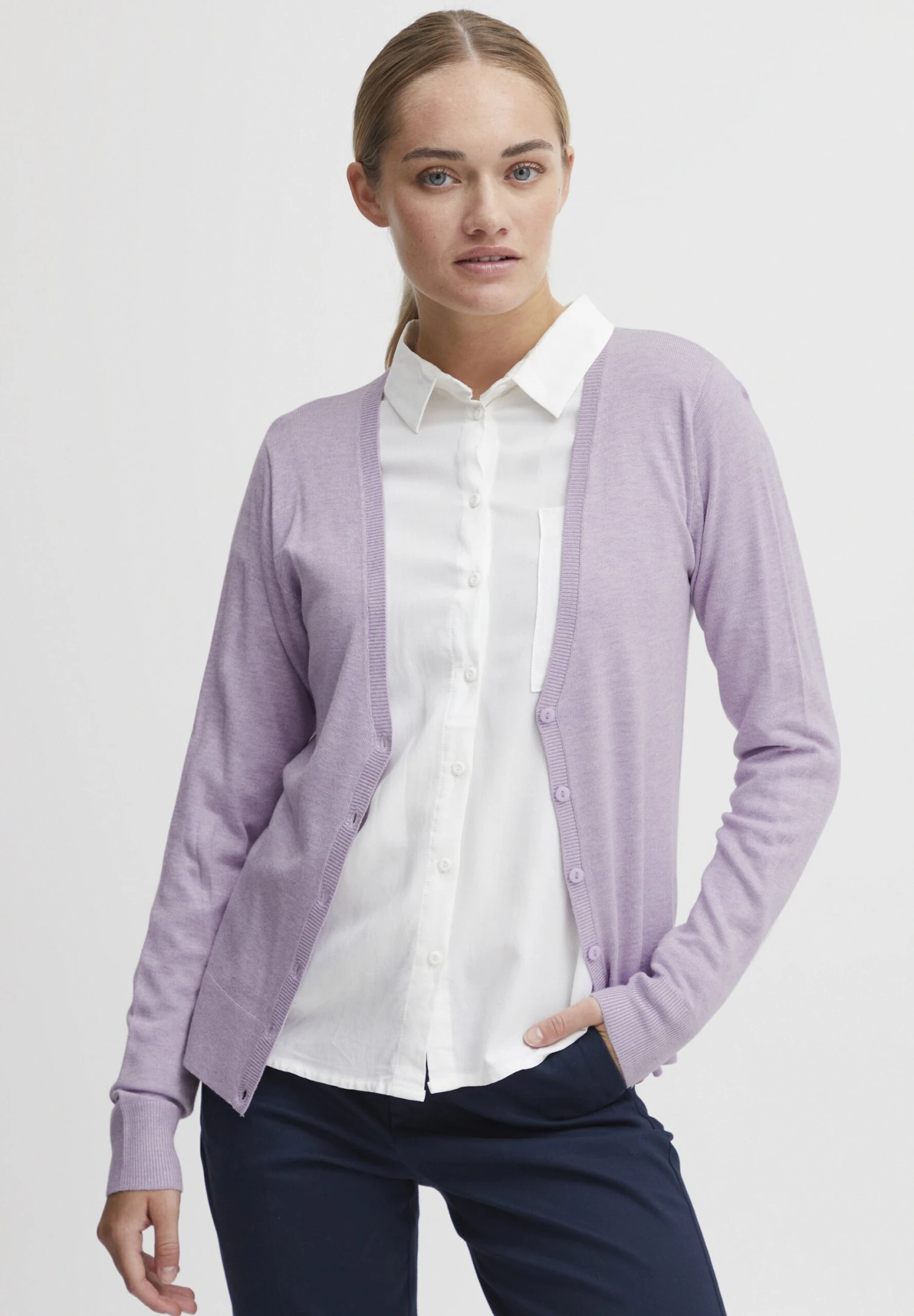 OXMO Oxhelene - Chaqueta De Punto - Purple Rose Melange 3 OXMO Oxhelene - Chaqueta De Punto - Purple Rose Melange