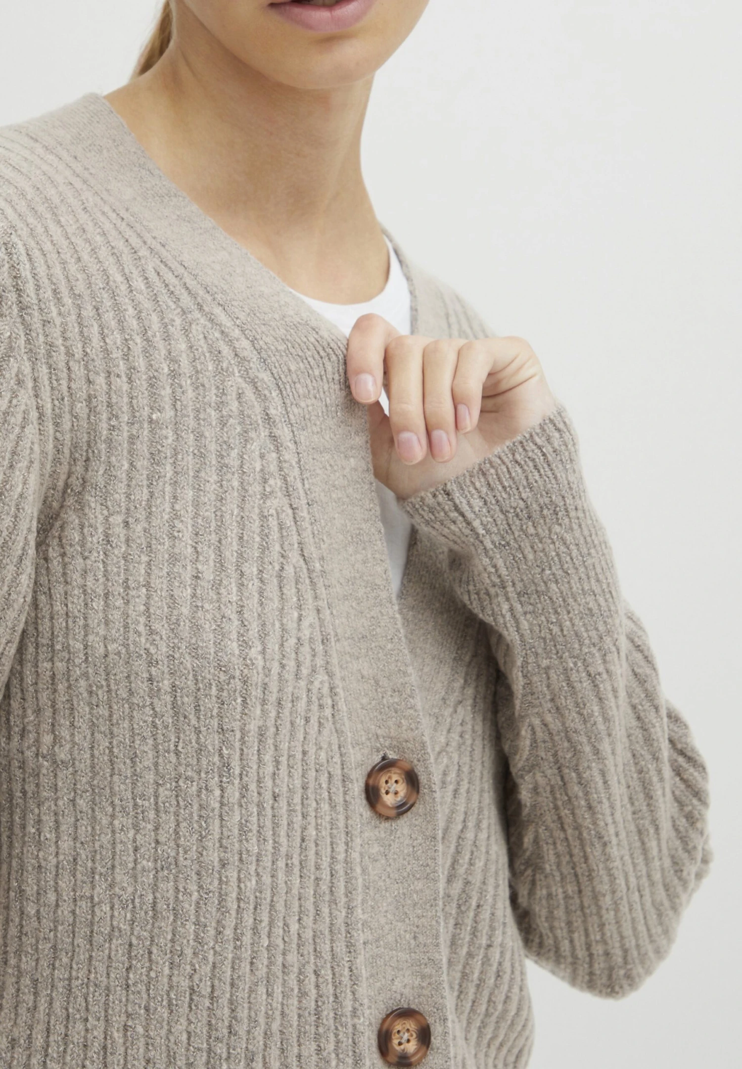 OXMO Oxnorene - Chaqueta De Punto - Cement Melange 6 OXMO Oxnorene - Chaqueta De Punto - Cement Melange - Imagen 4