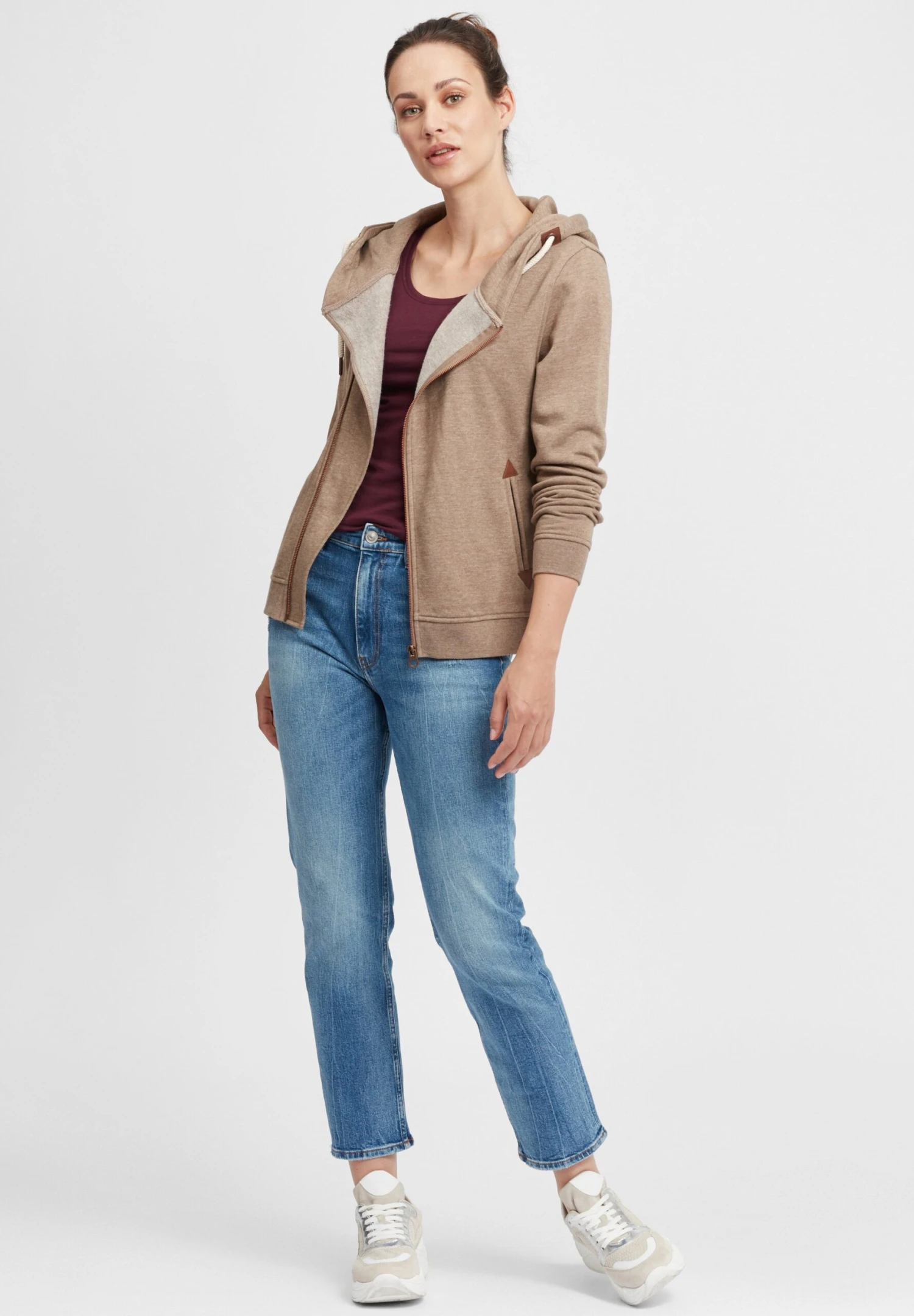 OXMO Oxvicky - Sudadera Con Cremallera - Sand Melan 4 OXMO Oxvicky - Sudadera Con Cremallera - Sand Melan - Imagen 2