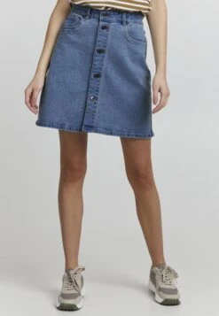 OXMO Frigga - Falda Acampanada - Light Blue Denim