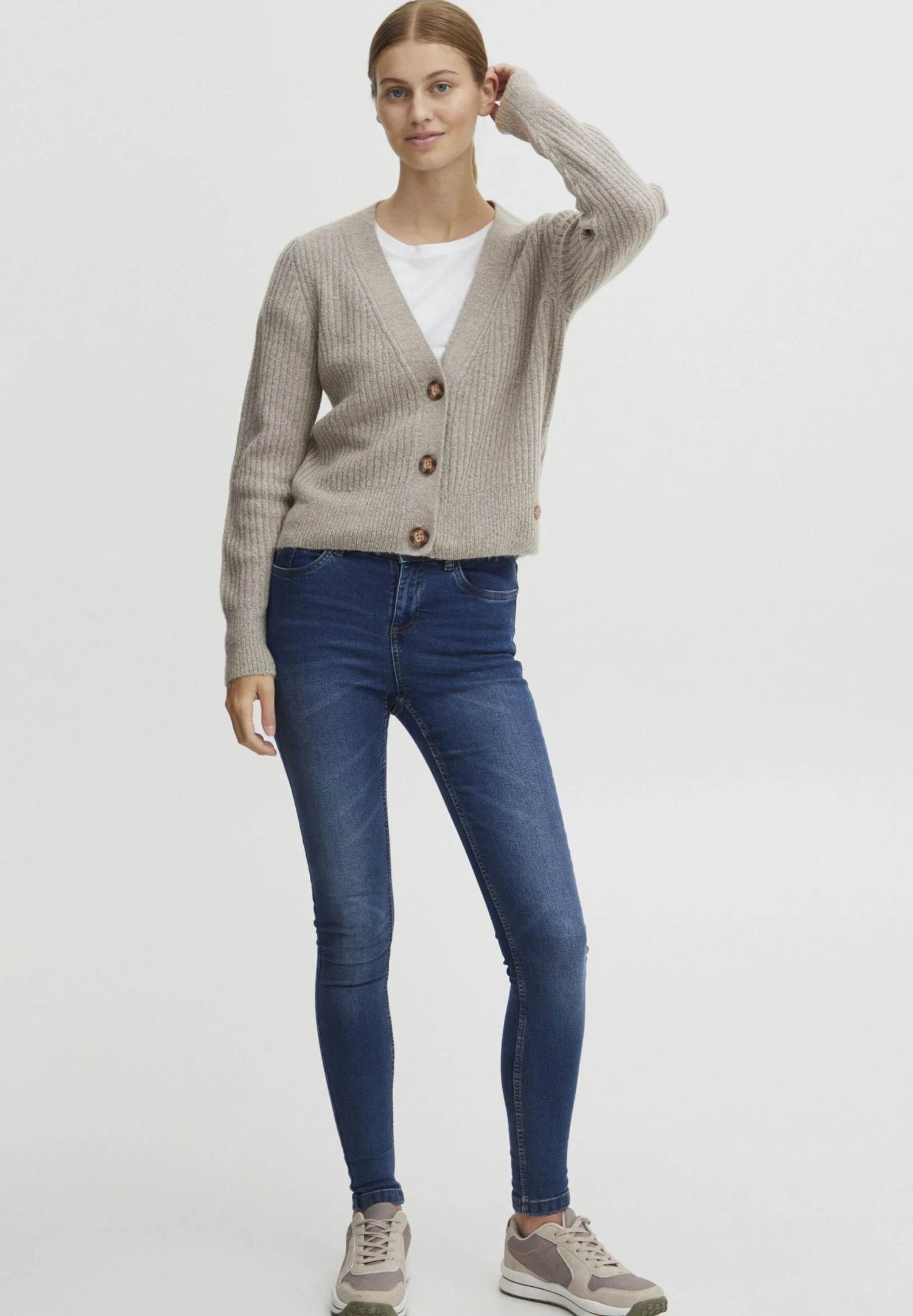 OXMO Oxnorene - Chaqueta De Punto - Cement Melange 4 OXMO Oxnorene - Chaqueta De Punto - Cement Melange - Imagen 2